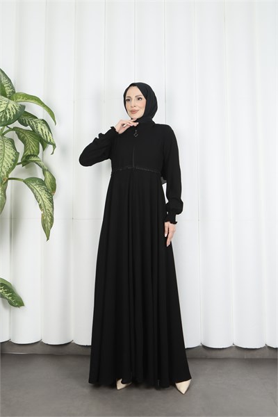 Beli Dantelli Mevlana Ferace Siyah HNT7011