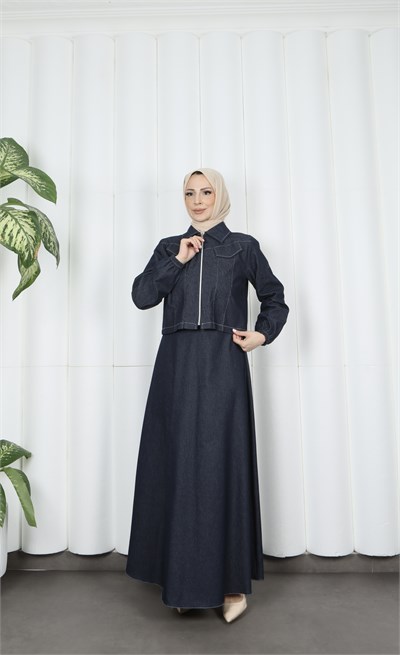 Ceketli Jile Elbise Tansel Kot Takım Lacivert  HNT8552