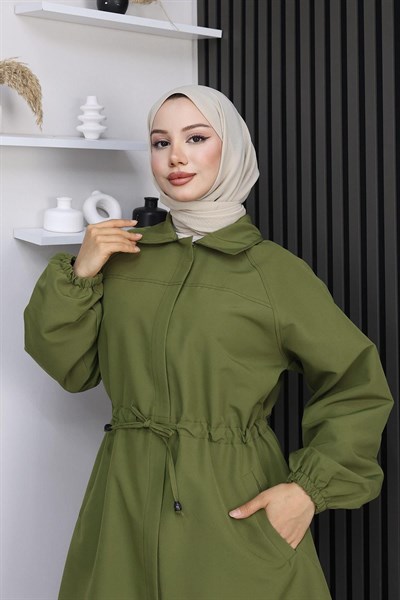 Gizli Patlı  Trençkot  Haki 4430