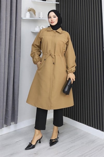 Gizli Patlı Trençkot  Camel 4430