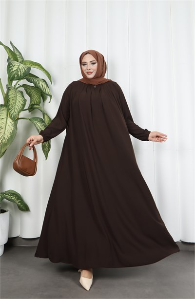 Yakadan Pileli Yarım Mevlana Ferace Acı Kahve HNT7063