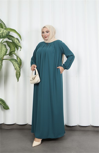Yakadan Pileli Yarım Mevlana Ferace MİNT YEŞİLİ  HNT7063