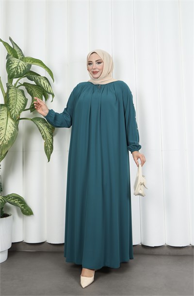 Yakadan Pileli Yarım Mevlana Ferace MİNT YEŞİLİ  HNT7063
