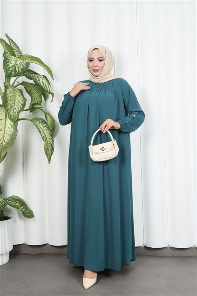 Yakadan Pileli Yarım Mevlana Ferace MİNT YEŞİLİ  HNT7063
