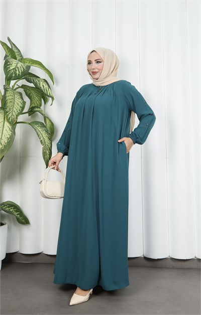 Yakadan Pileli Yarım Mevlana Ferace MİNT YEŞİLİ  HNT7063