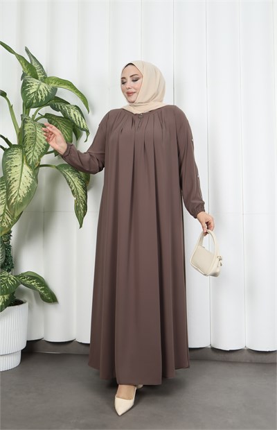 Yakadan Pileli Yarım Mevlana Ferace VİZON HNT7063