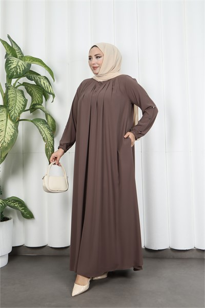 Yakadan Pileli Yarım Mevlana Ferace VİZON HNT7063