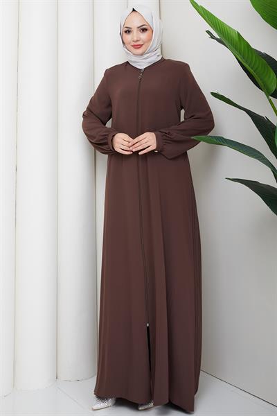 Arkası Piliseli Ferace Kahverengi HM2906