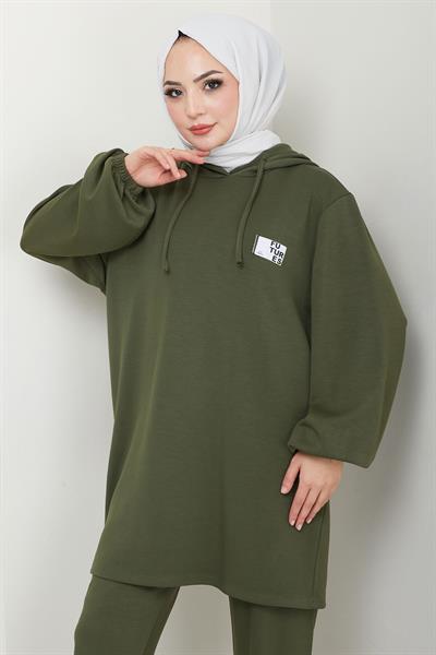 Arma Detaylı Kapüşonlu İkili Takım Haki HM2654
