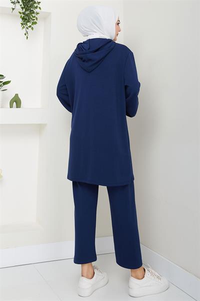 Arma Detaylı Kapüşonlu İkili Takım Lacivert HM2654