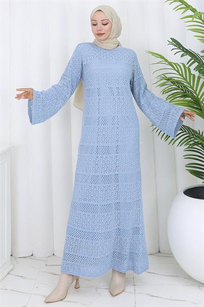 Astarlı Ajur Elbise Bebe Mavisi HM2841