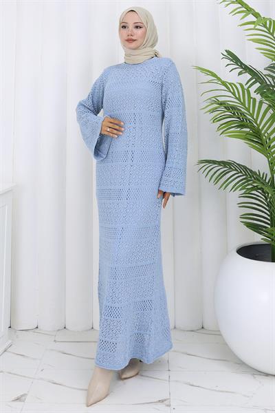 Astarlı Ajur Elbise Bebe Mavisi HM2841