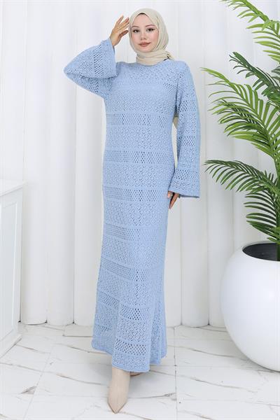 Astarlı Ajur Elbise Bebe Mavisi HM2841