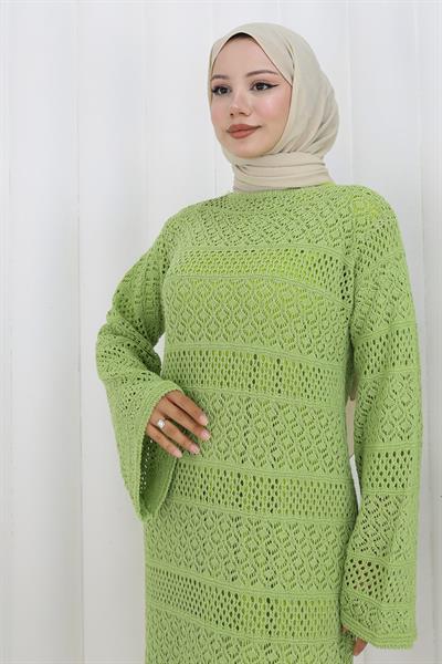 Astarlı Ajur Elbise Fıstık Yeşili HM2841