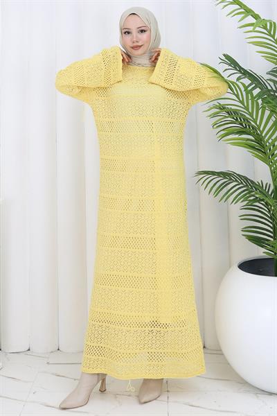 Astarlı Ajur Elbise Sarı HM2841