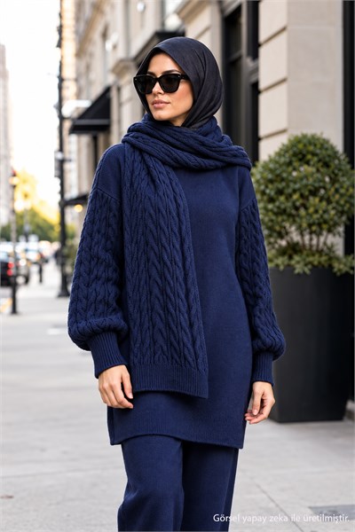 Atkılı Triko Takım Lacivert HM2960