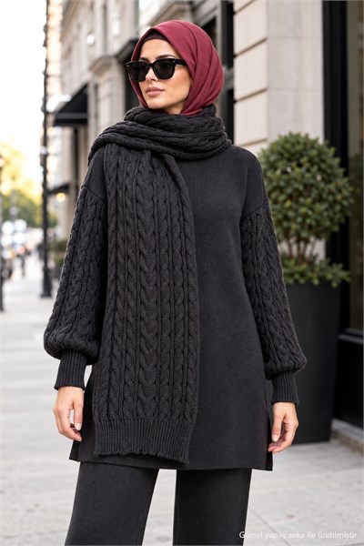 Atkılı Triko Takım Siyah HM2960