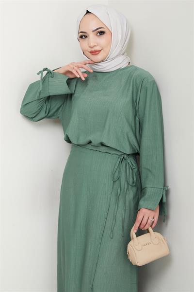 Bağcık Detaylı Etekli Takım Mint HM2724