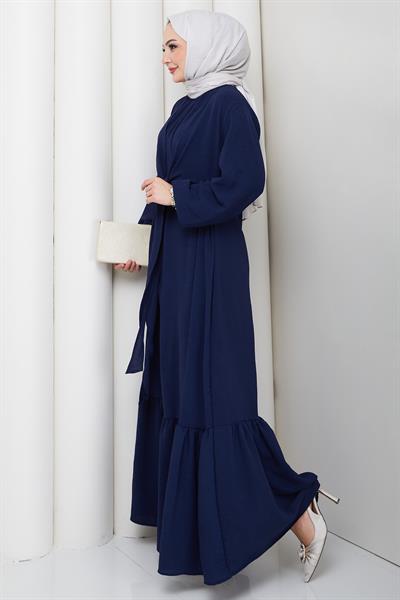 Bağlama Detaylı Ayrobin Elbise Lacivert HM2873
