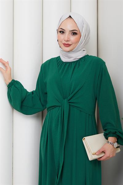 Bağlama Detaylı Ayrobin Elbise Yeşil HM2873