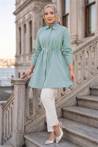 Bağlamalı Cepli Tunik Mint HM2911
