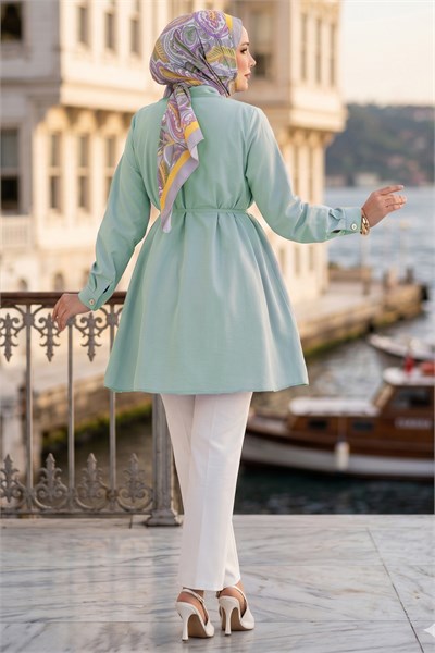 Bağlamalı Cepli Tunik Mint HM2911