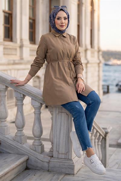 Bağlamalı Cepli Tunik Vizon HM2911