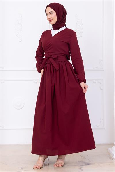 Bağlamalı Etekli Takım Bordo HM2752