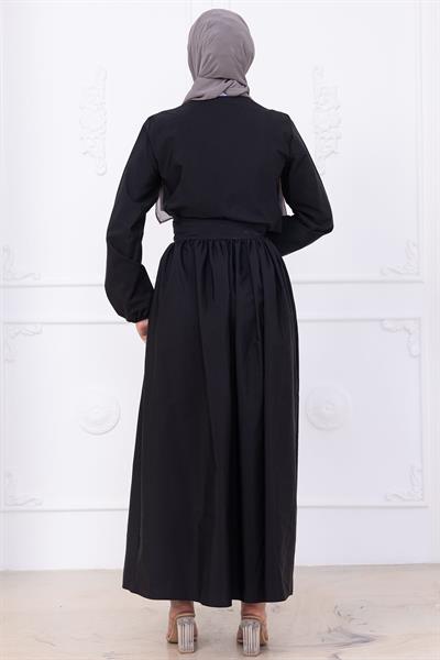 Bağlamalı Etekli Takım Siyah HM2752