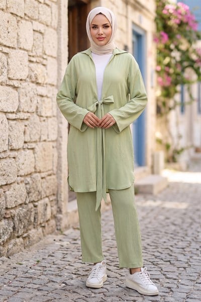 Bağlamalı Kimonolu İkili Takım Mint HM2938