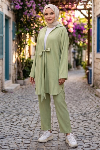 Bağlamalı Kimonolu İkili Takım Mint HM2938