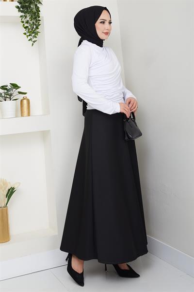 Balıkçı Yaka Büzgü Detaylı Body Beyaz HM2694