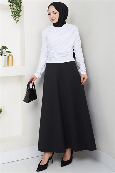 Balıkçı Yaka Büzgü Detaylı Body Beyaz HM2694