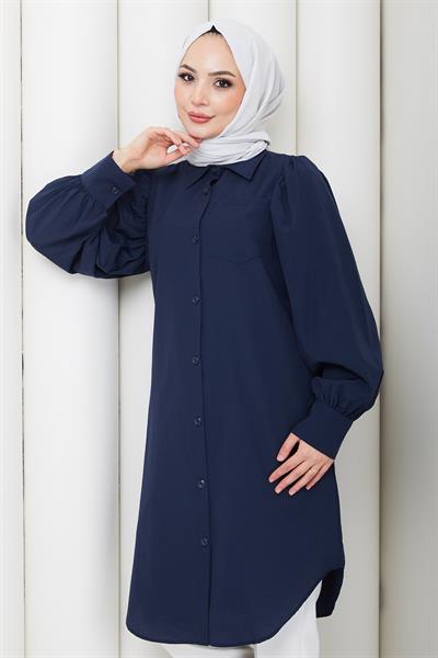 Balon Kol Cepli Tunik Lacivert HM2871