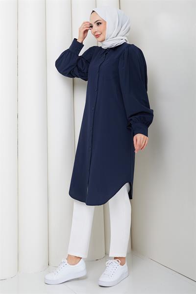 Balon Kol Cepli Tunik Lacivert HM2871