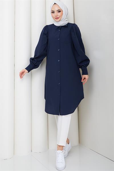 Balon Kol Cepli Tunik Lacivert HM2871
