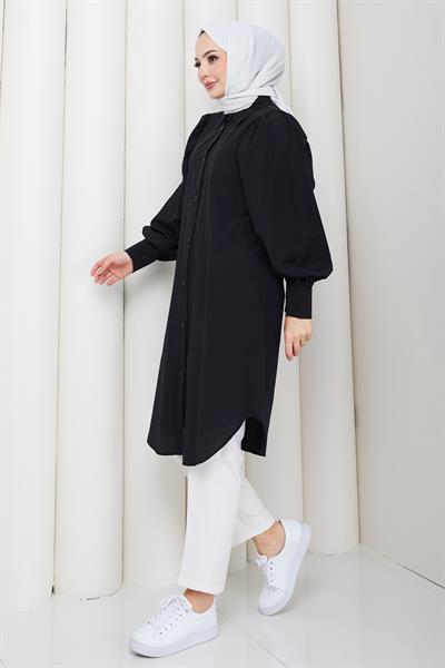Balon Kol Cepli Tunik Siyah HM2871