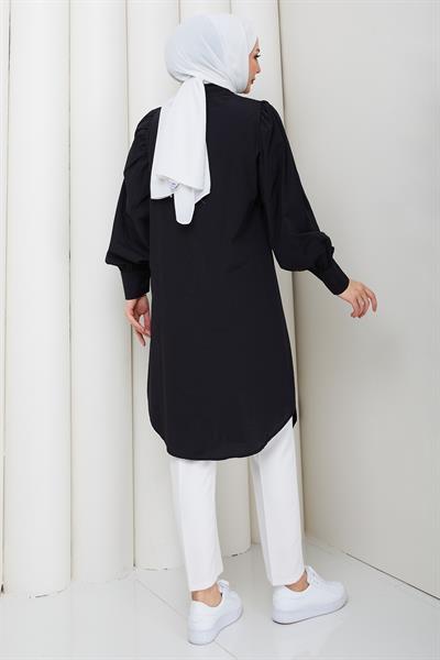 Balon Kol Cepli Tunik Siyah HM2871