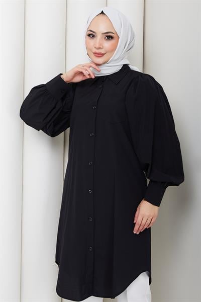 Balon Kol Cepli Tunik Siyah HM2871