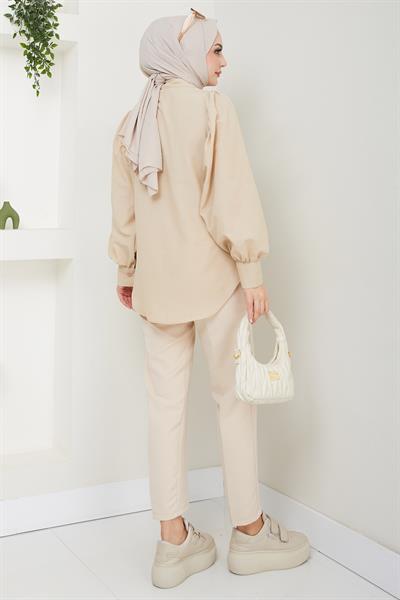 Balon Kol Gömlek Bej HM2639