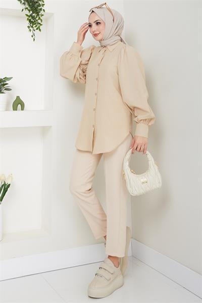 Balon Kol Gömlek Bej HM2639