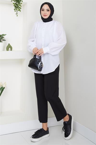 Balon Kol Gömlek Beyaz HM2639