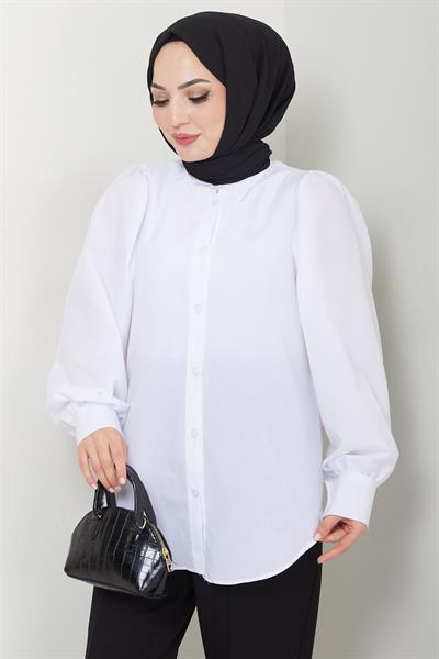 Balon Kol Gömlek Beyaz HM2639