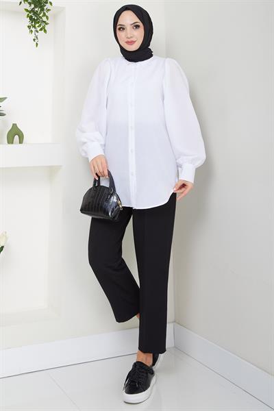 Balon Kol Gömlek Beyaz HM2639
