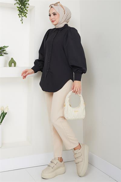 Balon Kol Gömlek Siyah HM2639