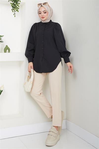 Balon Kol Gömlek Siyah HM2639