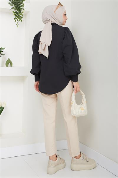 Balon Kol Gömlek Siyah HM2639