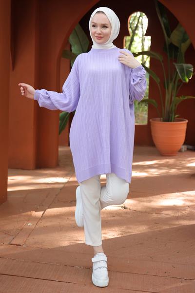 Balon Kol Triko Tunik Lila HM2519