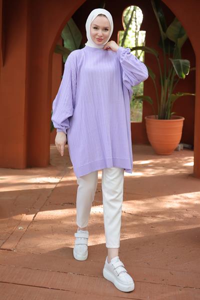 Balon Kol Triko Tunik Lila HM2519