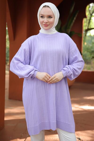 Balon Kol Triko Tunik Lila HM2519